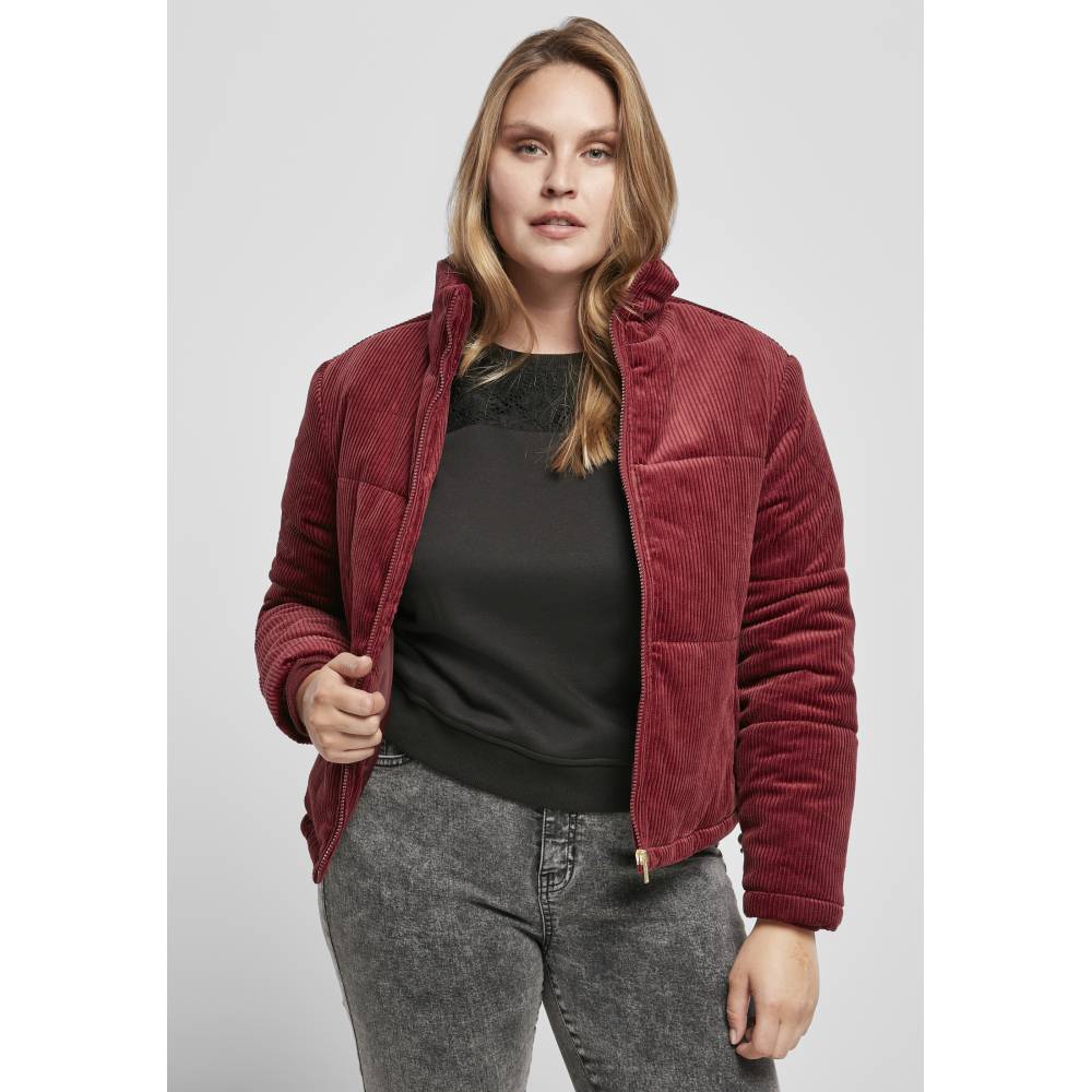 Urban Classics - Corduroy Puffer winterjas - Bordeaux rood
